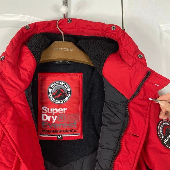 NWOT SUPERDRY Coat Men M Red Parka Long-Sleeve Button Down “Rookie” - Picture 4 of 14